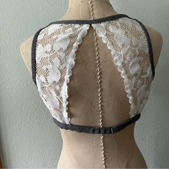 Set of 3 sz M L BRALETTE GAP DKNY Gilly Hicks Racerback Lace Gray Black Beige - Picture 6 of 9